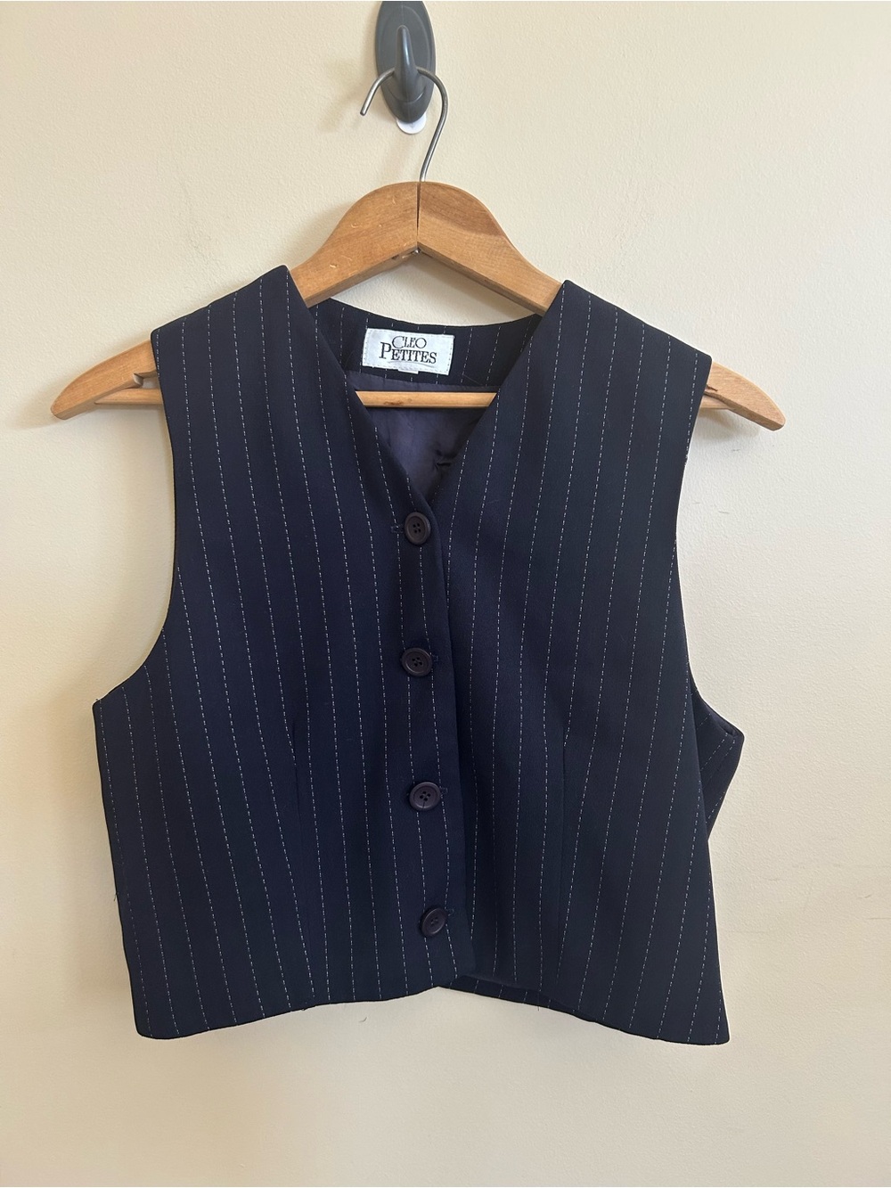 Y2K/90’s Navy Pinstriped Waist length Button-Down Vest